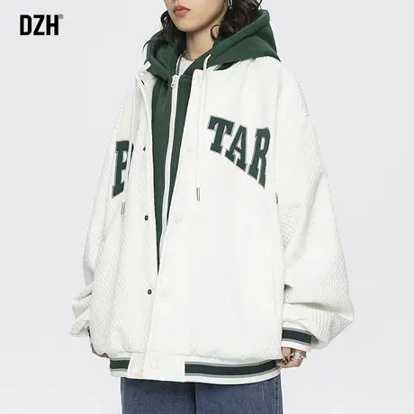 男士情侣棒球服男秋季潮牌ins连帽美式假两件情侣装外套2023新款商品大图