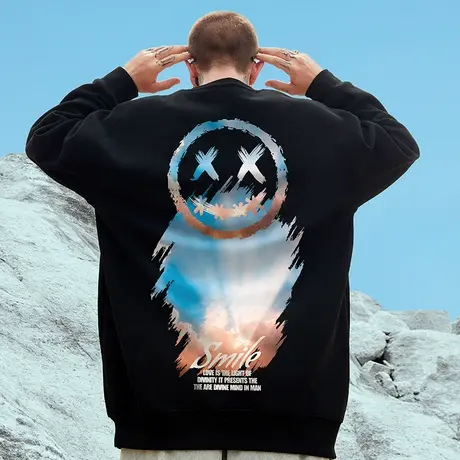 秋季小恶魔嘻哈潮牌情侣卫衣圆领男无帽国潮流行大码外套长袖潮商品大图