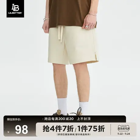 Lilbetter肌理感休闲短裤抽绳裤子痞帅五分裤宽松运动裤潮流中裤商品大图