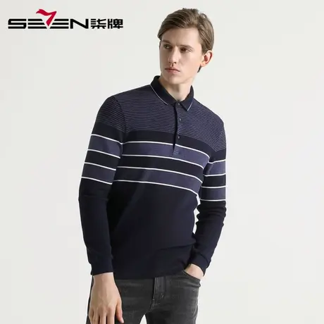 柒牌男装清仓POLO衫男秋季长袖男士T恤舒适纯棉polo上衣商品大图