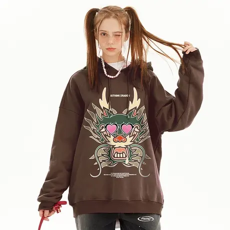 Nuthink宽松新年属龙本命年龙连帽卫衣男潮国潮加肥加大外套春季商品大图