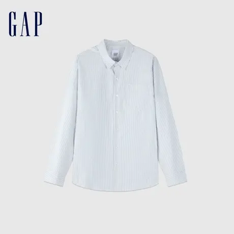 Gap男装春季2024新款基础款休闲宽松翻领长袖衬衫商务上衣891052图片