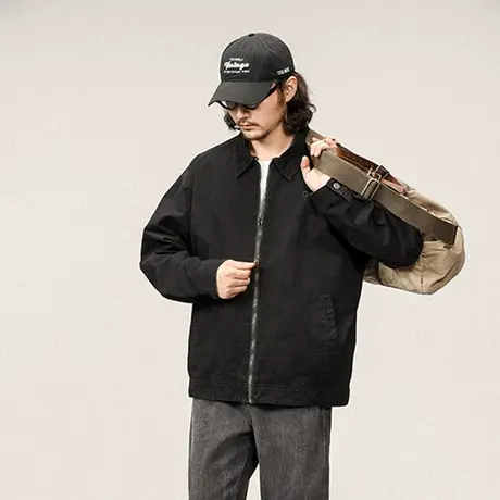 时尚潮流潮流夹克微宽版型本布下摆字母刺绣秋冬新款外套休闲男装图片