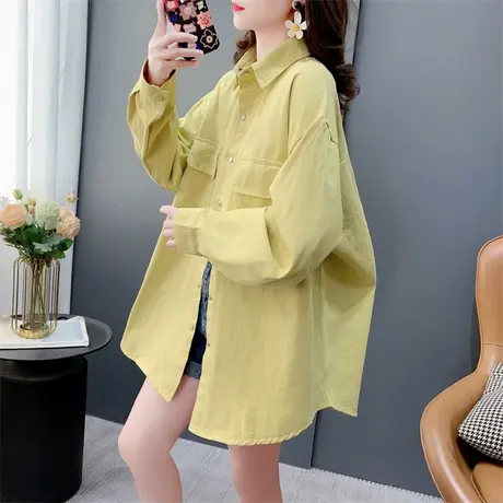 中长款港味复古长袖衬衫女春季2024年新款宽松慵懒风百搭外套上衣商品大图