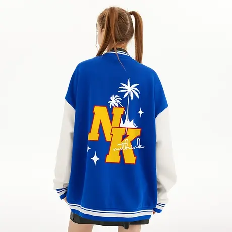 美式高街棒球服夹克男设计感小众oversize加绒情侣装外套秋冬季潮商品大图