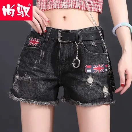 牛仔短裤女2024春夏外穿韩版宽松显瘦a字阔腿短裤毛边破洞热裤商品大图