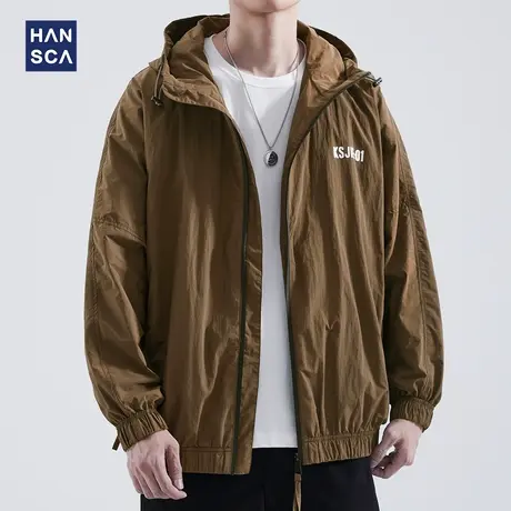 hansca秋季休闲夹克男士2023新款外套春秋宽松百搭潮流工装衣服潮商品大图