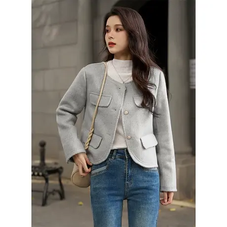 ITISF4/艾夫斯双面尼绵羊毛短款大衣商品大图