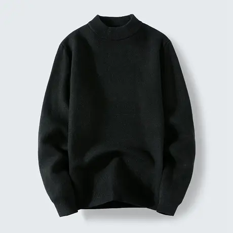 男士毛衣半高领秋冬季纯色保暖针织打底衫加绒加厚中领线衣潮男装图片