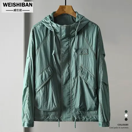 春夏薄款连帽多袋防晒服男士宽松痞帅美式休闲夹克春秋季高街外套商品大图