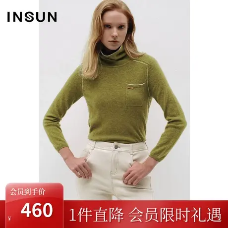 [牦牛绒]恩裳COVER2022冬季简约撞色高领打底衫保暖针织上衣图片