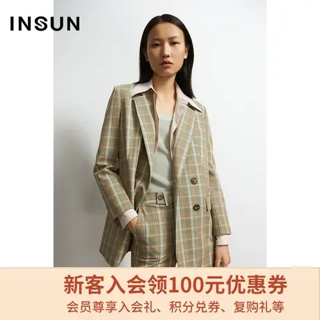 恩裳秋季商场同款轻商务格子气质垂坠小西服职场外套西装图片