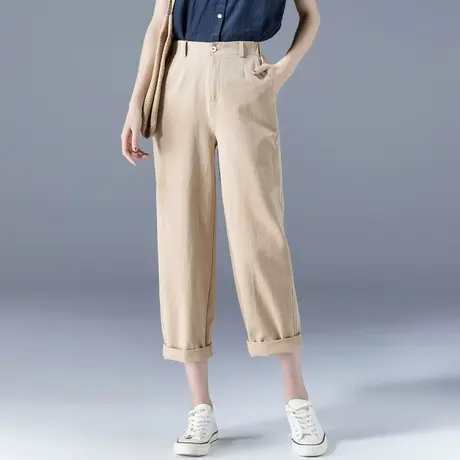 白色阔腿裤女夏薄款纯棉裤子夏季新款阔脚裤宽松女裤休闲九分直筒商品大图