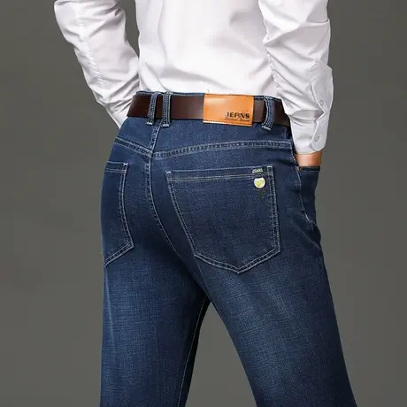 2023春季宽松牛仔裤男商务休闲直筒弹力大码百搭长裤子中年爸爸装商品大图