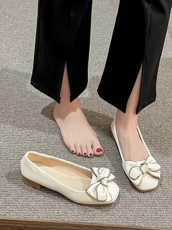 网红单鞋女2023年春季新款温柔洋气百搭浅口平底防滑舒适韩系瓢鞋商品大图