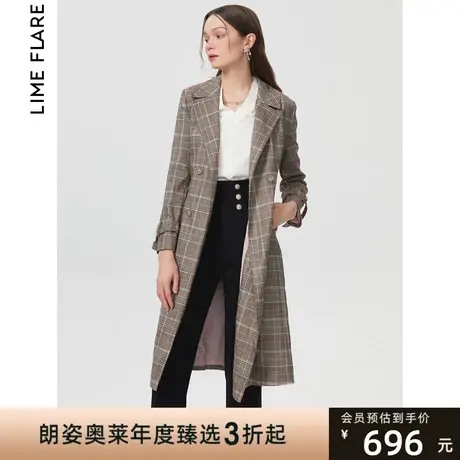 莱茵商场同款简约系带中长款风衣新款设计感英伦风外套女图片