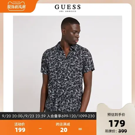 GUESS 男士复古潮流短袖衬衫-M2GH10WD4Z2图片
