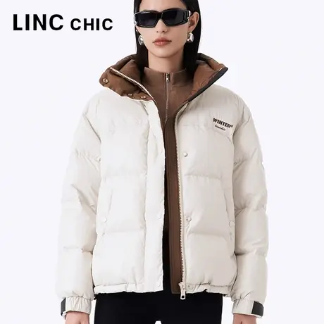 LINCCHIC金羽杰短款羽绒服女2023秋冬新品都市时髦免洗加厚面包服商品大图