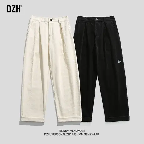 男士日系灯芯绒裤子男直筒宽松秋季百搭休闲裤长裤2023新款阔腿裤商品大图