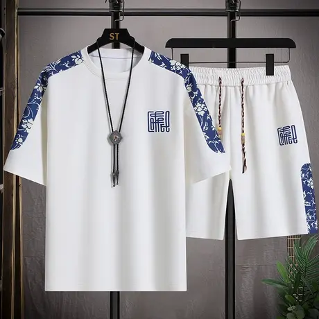 夏季冰丝休闲运动短袖套装男时尚潮牌青少年高中初中学生大童衣服商品大图