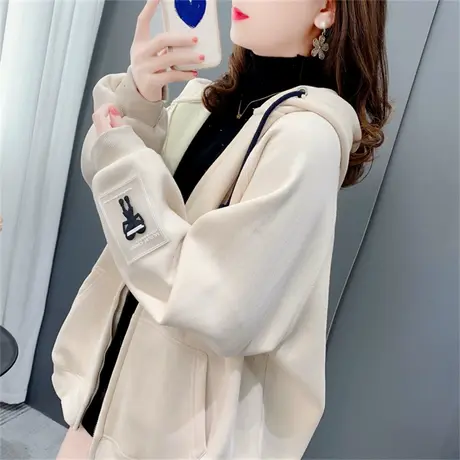 短款小个子加绒连帽卫衣开衫女2022新款秋冬宽松设计感上衣外套潮图片