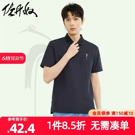 佐丹奴Polo男装仙鹤国风刺绣针织珠地布短袖POLO 18014609图片