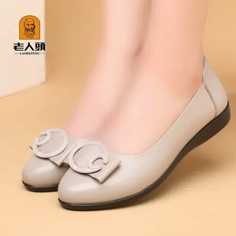 老人头妈妈鞋子女士单鞋真皮软皮软底平底皮鞋中老年中年平跟女鞋图片
