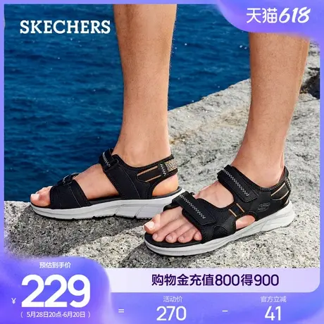 斯凯奇夏季男鞋2025新款户外沙滩鞋软底舒适魔术贴凉鞋百搭外穿鞋商品大图
