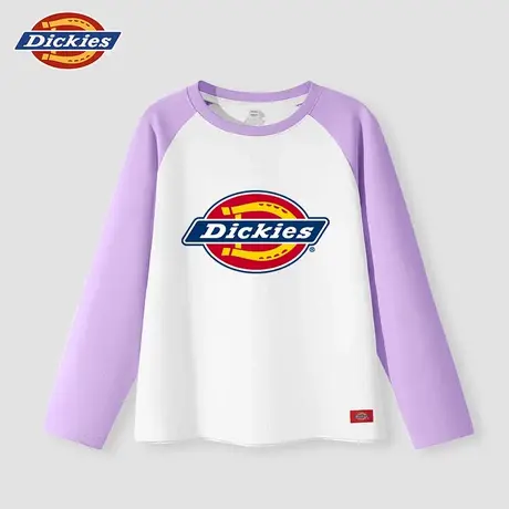Dickies童装女童长袖t恤女孩2025新款撞色体恤儿童纯棉运动上衣A图片