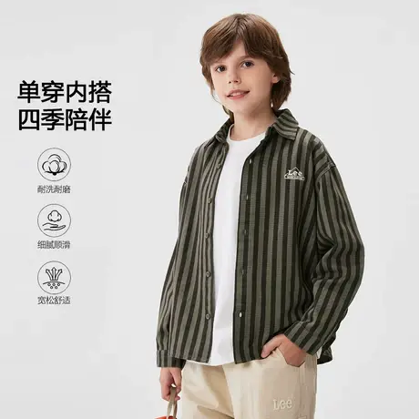 Lee童装条纹长袖衬衫男童女童2025年秋季新款宽松儿童长袖衬衫图片