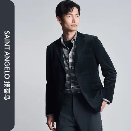 【轻弹西服】报喜鸟秋季新款男士商务休闲运动西服单西外套墨绿色图片
