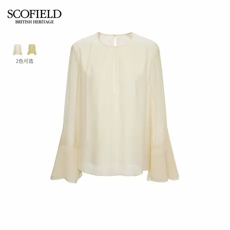 Scofield女装浪漫肌理感衬衫双层荷叶袖圆领褶皱2025秋季新品商品大图