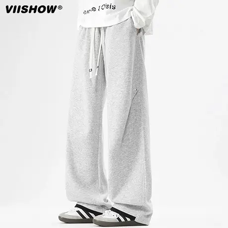 VIISHOW垂感舒适运动卫裤男款秋季新款廓形弯刀裤宽松阔腿休闲裤商品大图