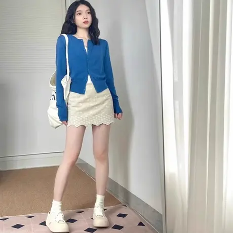 毛衣针织开衫外套女早秋季穿搭韩系氛围高级感慵懒风修身短款上衣商品大图