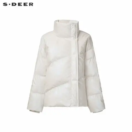 sdeer圣迪奥女装个性立领亮面宽松短款羽绒服S24483103图片