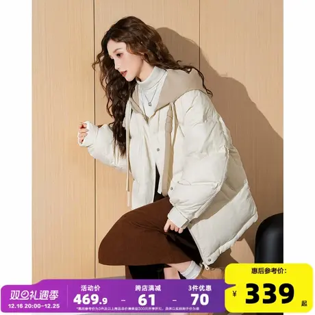 【防水】唐狮羽绒外套女2024新款爆款冬装面包服韩版连帽羽绒服商品大图