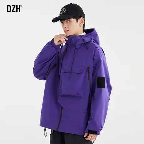 男士美式冲锋衣外套男潮牌春秋户外登山服2023年新款休闲连帽夹克商品大图