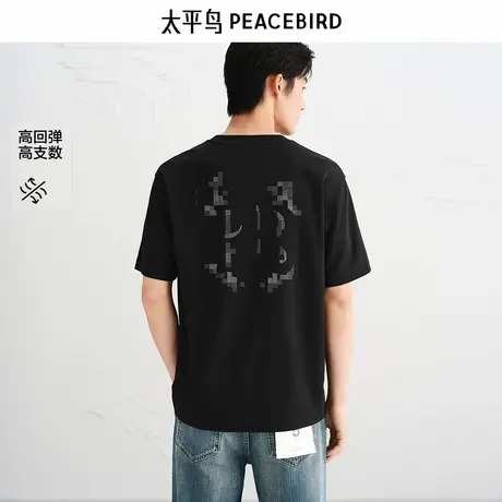 【商场同款】太平鸟男装高弹力短袖T恤新款刺绣体恤衫B1CNF3114商品大图