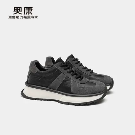 奥康 男鞋2025春季新款时尚运动拼色阿甘鞋百搭系带休闲鞋商品大图