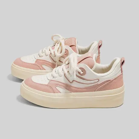 Betoo 厚底小白鞋女2022新款小众设计鞋子ins潮休闲复古港风板鞋商品大图