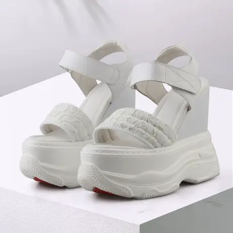 内增高凉鞋女款14CM高跟鞋婚纱神器松糕鞋厚底真皮休闲软底小白鞋商品大图