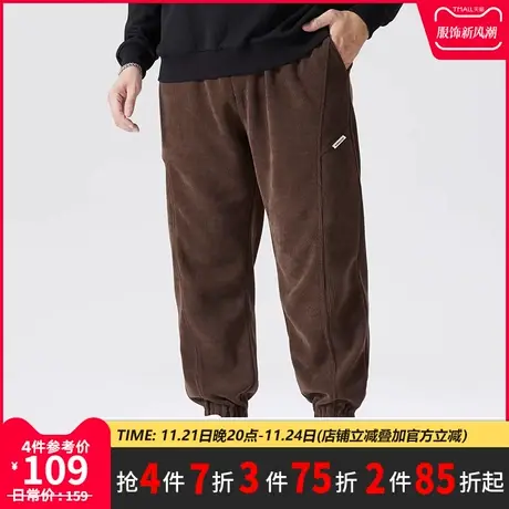 GxxH大码男装2023秋季新款束脚运动裤男士灯芯绒潮流宽松美式长裤商品大图