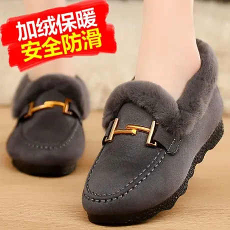 老年棉鞋女老人雪地靴豆豆鞋秋冬加绒平跟短筒女鞋老北京布鞋43码商品大图