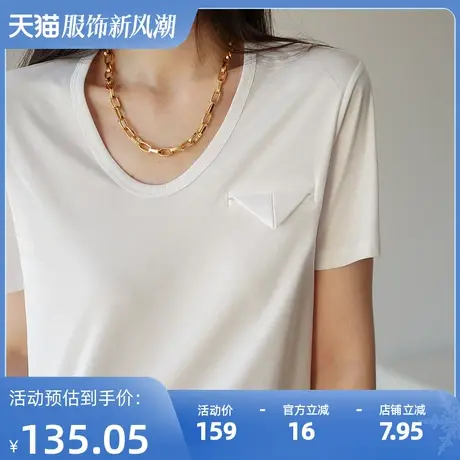 春夏新款短袖t恤女设计感小众宽松短款上衣女ins潮网红桑蚕丝商品大图