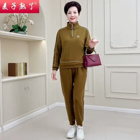妈妈套装2023新款春装老年洋气休闲运动服两件套衣服中老年女装图片