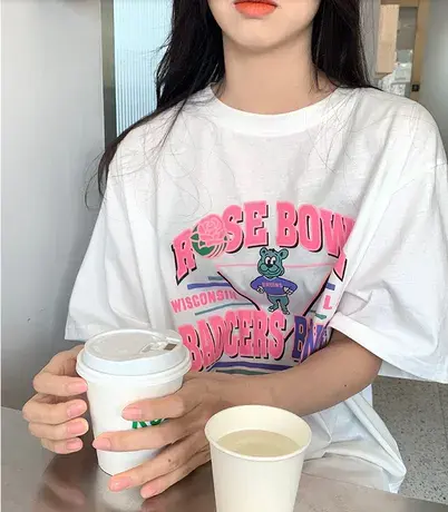 vintage短袖t恤女夏季宽松韩版ins半袖设计感小众chic港味上衣服商品大图