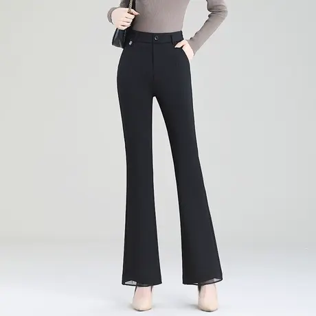 黑色秋季微喇裤女2023新款韩版显瘦休闲裤高腰九分裤时尚气质裤子商品大图
