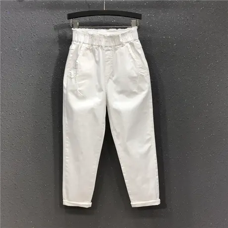 高腰老爹哈伦裤长裤女春夏新款欧洲站休闲时尚百搭松紧腰宽松垮裤图片