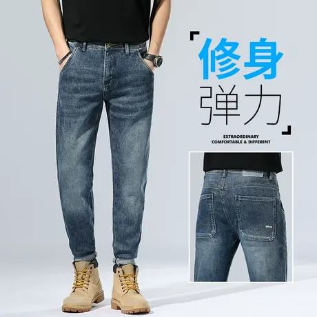 蓝色水洗牛仔长裤男士直筒宽松休闲男裤子夏季薄款2024年新款弹力商品大图