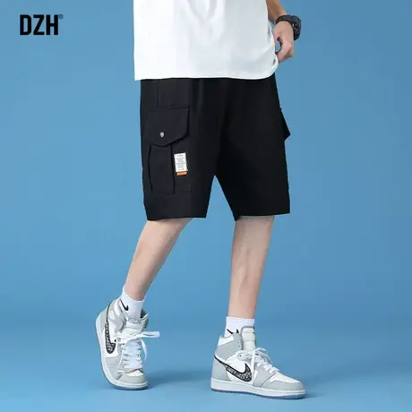 男生休闲黑色工装短裤男潮牌宽松五分裤2023新款夏季薄款裤子男款商品大图